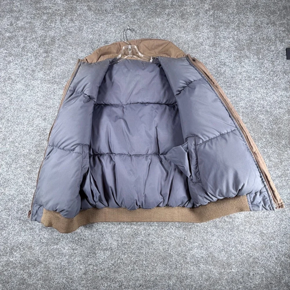 Outdoor Exchange Reversible Down Vest Mens Large Brown Blue Mock Neck Full‎ Zip